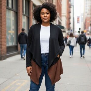 Rafaella: PLUS SIZE DRAPED CARDIGAN SWEATER